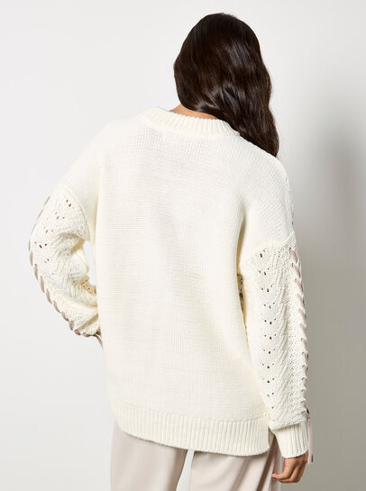 Pointelle Knit Lace Up Jumper