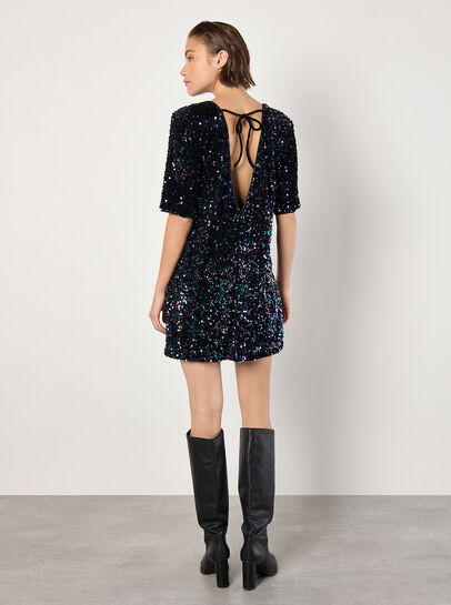 Velvet Sequin V-Back Mini Dress