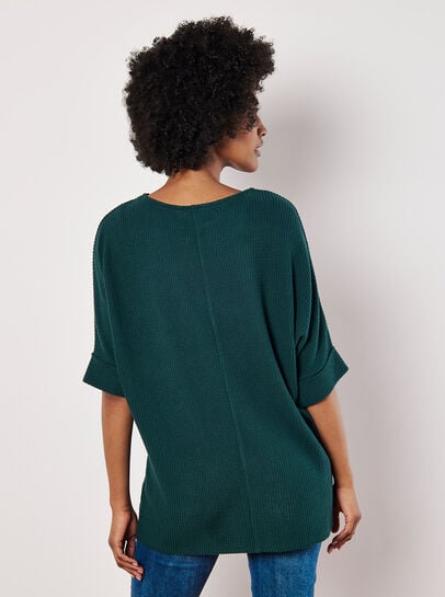 Soft-Touch Batwing Waffle Knit Top