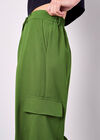 Wide Leg Fluid Cargo Trousers, Green, large