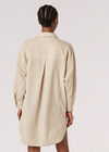Lightweight Oversized Shirt Mini Dress, Stone, large