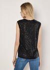 Sleeveless Sequin Top, Black, large