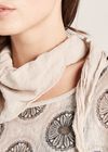 Stone Daisy Wheel Sequin Hem Scarf Top, Stone, large