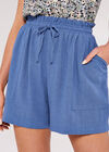 Linen Mix Shorts, Blue, large