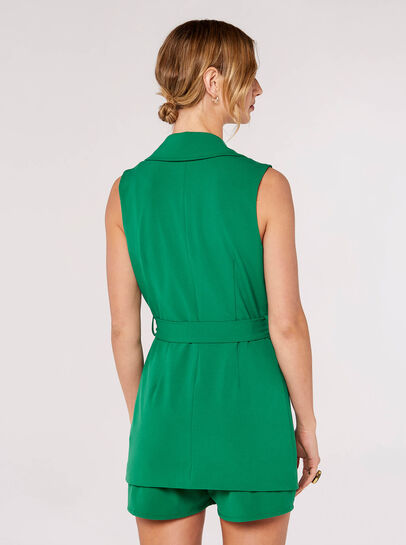 Sleeveless Tie Waist Blazer