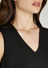 Black V Neck Hem Top, Black, large