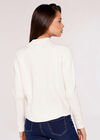 High Neck Ribbed Jumper, White, large