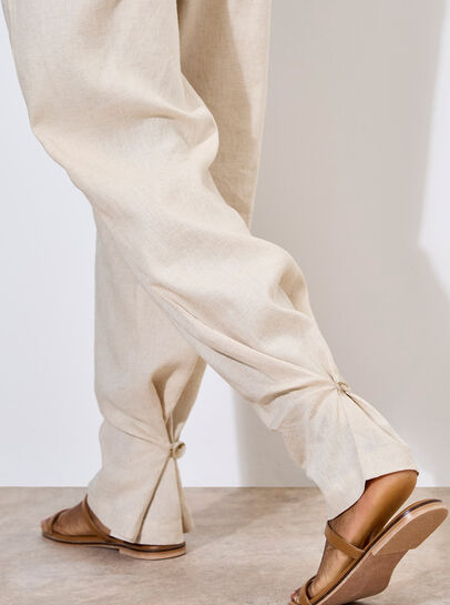 Linen Blend Cinch Hem Trousers