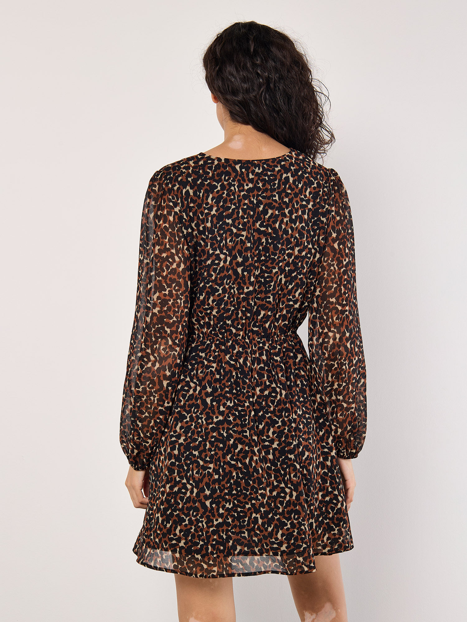 Leopard print wrap mini dress cheap