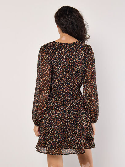 Animal Print Wrap Mini Dress