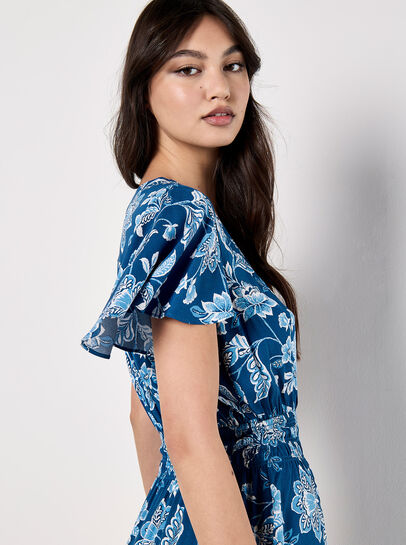 Sarasa Floral Wrap Mini Dress