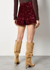 Sequin Velvet Shorts, Burgundy, large