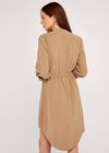 Tie Front Shirt Dress, Stone, large