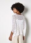 Mesh Popcorn Knit Kaftan Top, White, large