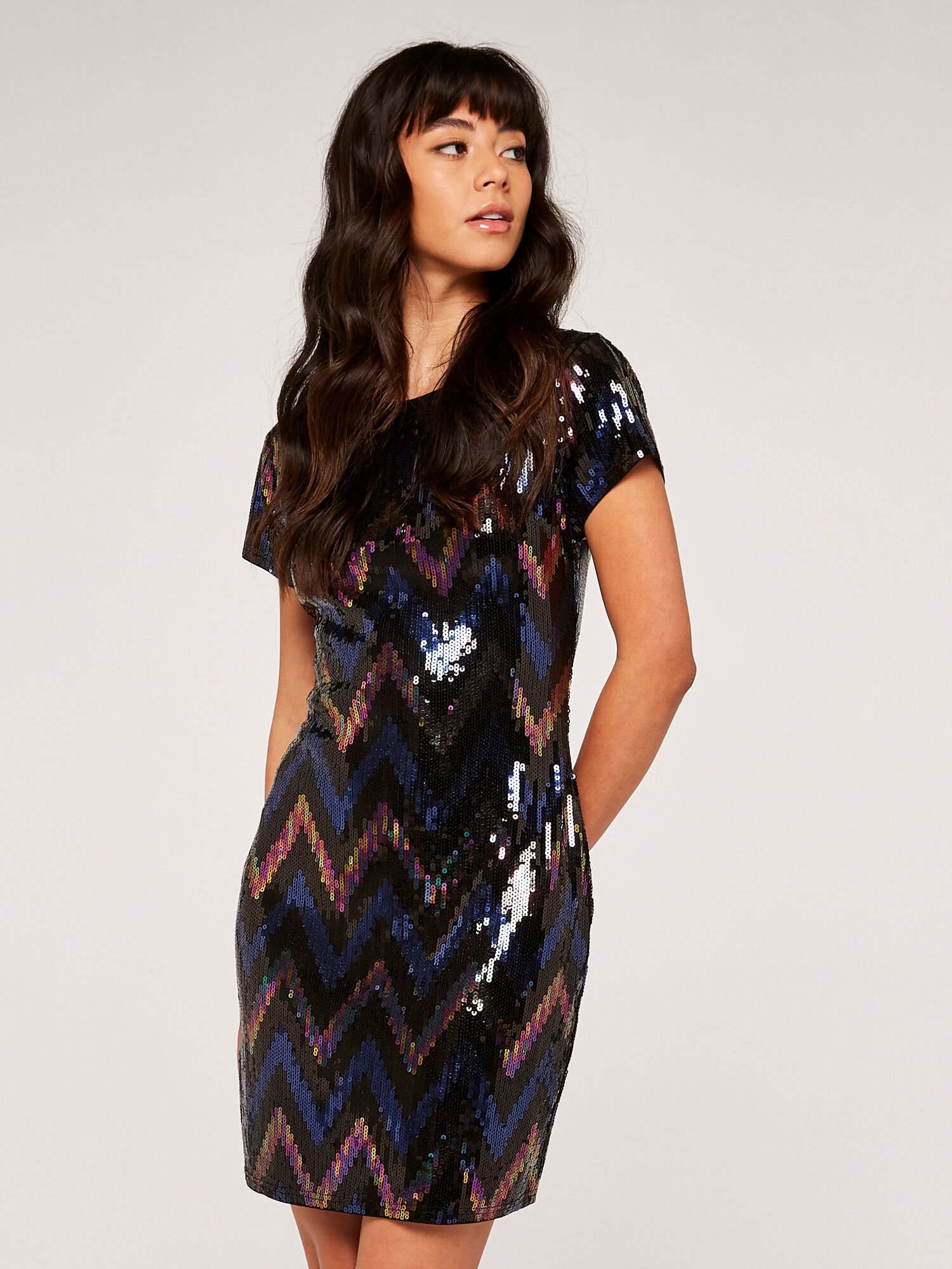 Apricot sequin sale dress
