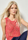 Diamond Hand-Knit Crochet Crop Top, Red, large