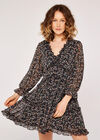 Floral Ruffle Tiered Dress, Navy, large