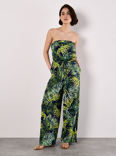 Bandeau Leaf Wide Leg Jumpsuit