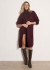 Chunky Cable Knit Longline Cardigan, Plum, large
