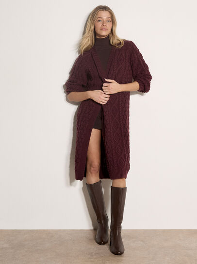 Chunky Cable Knit Longline Cardigan