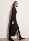Floral Print Midi Tea Dress, Black, large