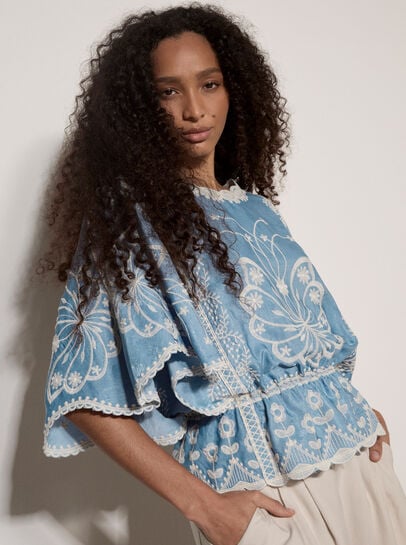 Floral Embroidered Boho Blouse