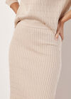 Fine Knit Cable Midi Skirt, Stone, large
