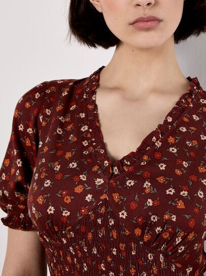 Ditsy Floral Smocked Midi Dress