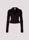 Ribbed Wrap Crop Top, Black, large