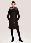 Black Quilted Chevron Fur Hood Jacket, Black, large