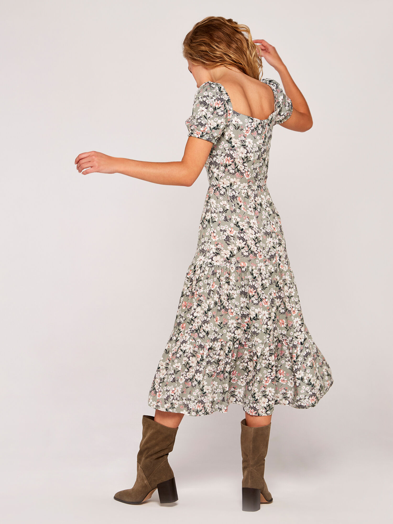 Ditsy Tiered Dress | Apricot UK