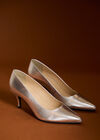 Leather Stiletto Heel Shoes, Silver, large