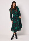 Silhouette Floral Chiffon Midaxi Dress, Green, large