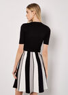 Monochrome Stripe Knitted Mini Dress, Black, large