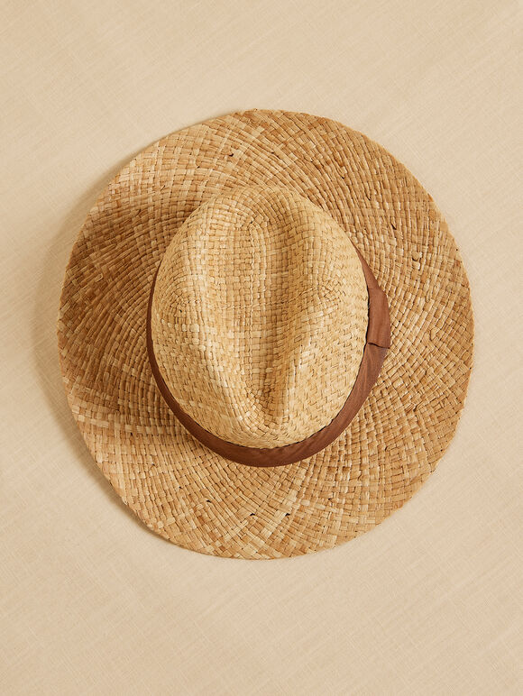 Stroh-Fedora-Hut, Weiß, groß
