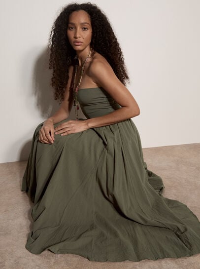 Jersey Waistband Cotton Midaxi Skirt