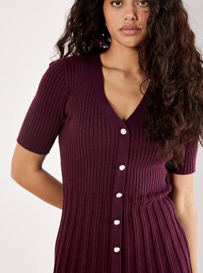Ribbed Knit Fit And Flare Mini Dress
