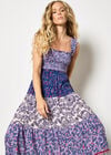 Patchwork Floral Paisley Maxi Dress, Purple, large