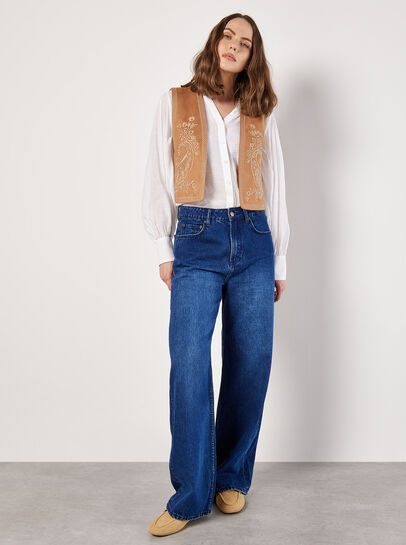 Embroidered Suedette Waistcoat