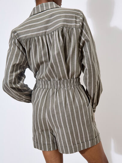 Linen Blend Stripe Shorts