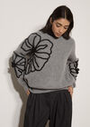Floral Cornelli Embroidered Jumper, Grey, large