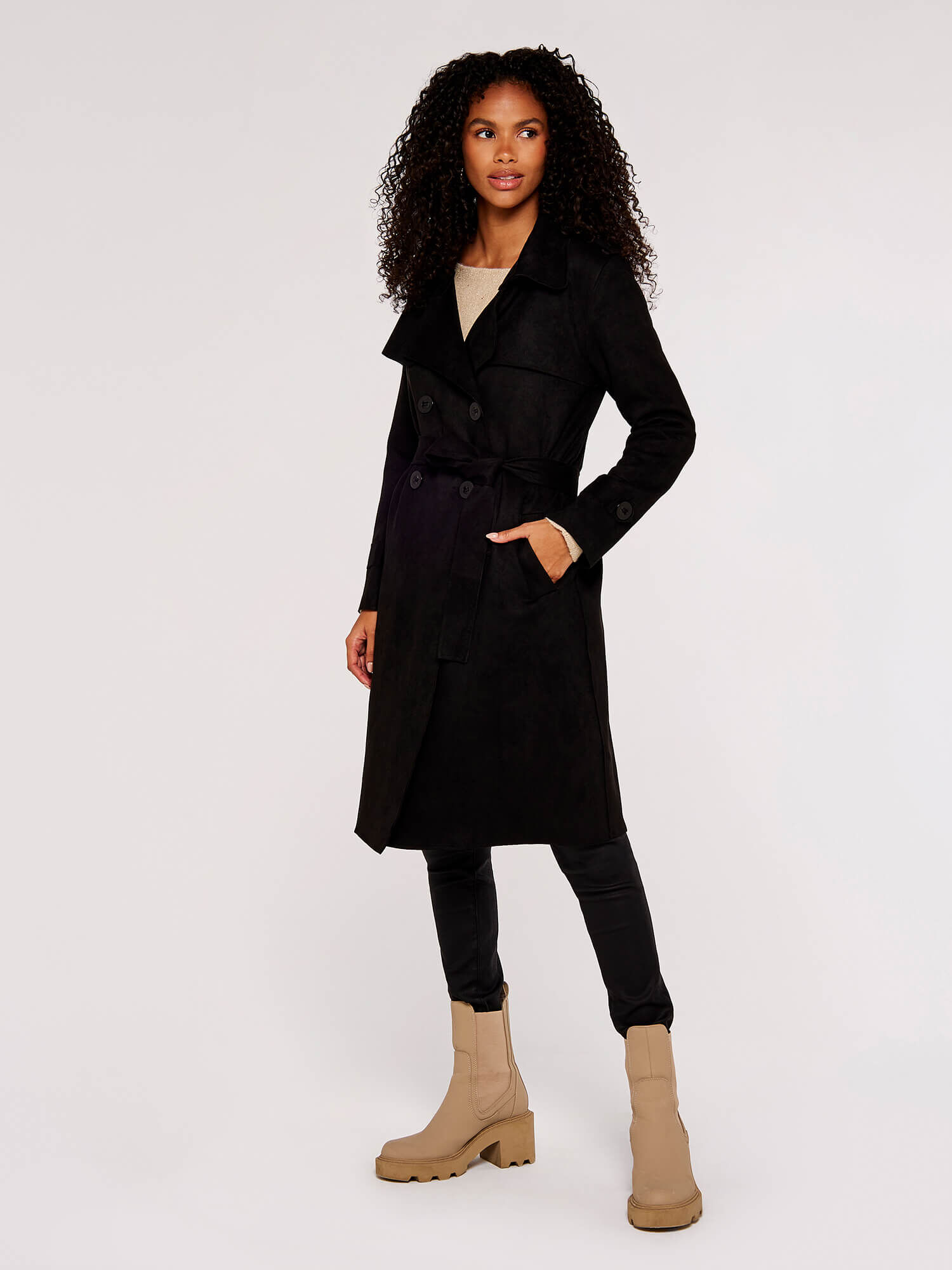 Black suede trench coat outlet