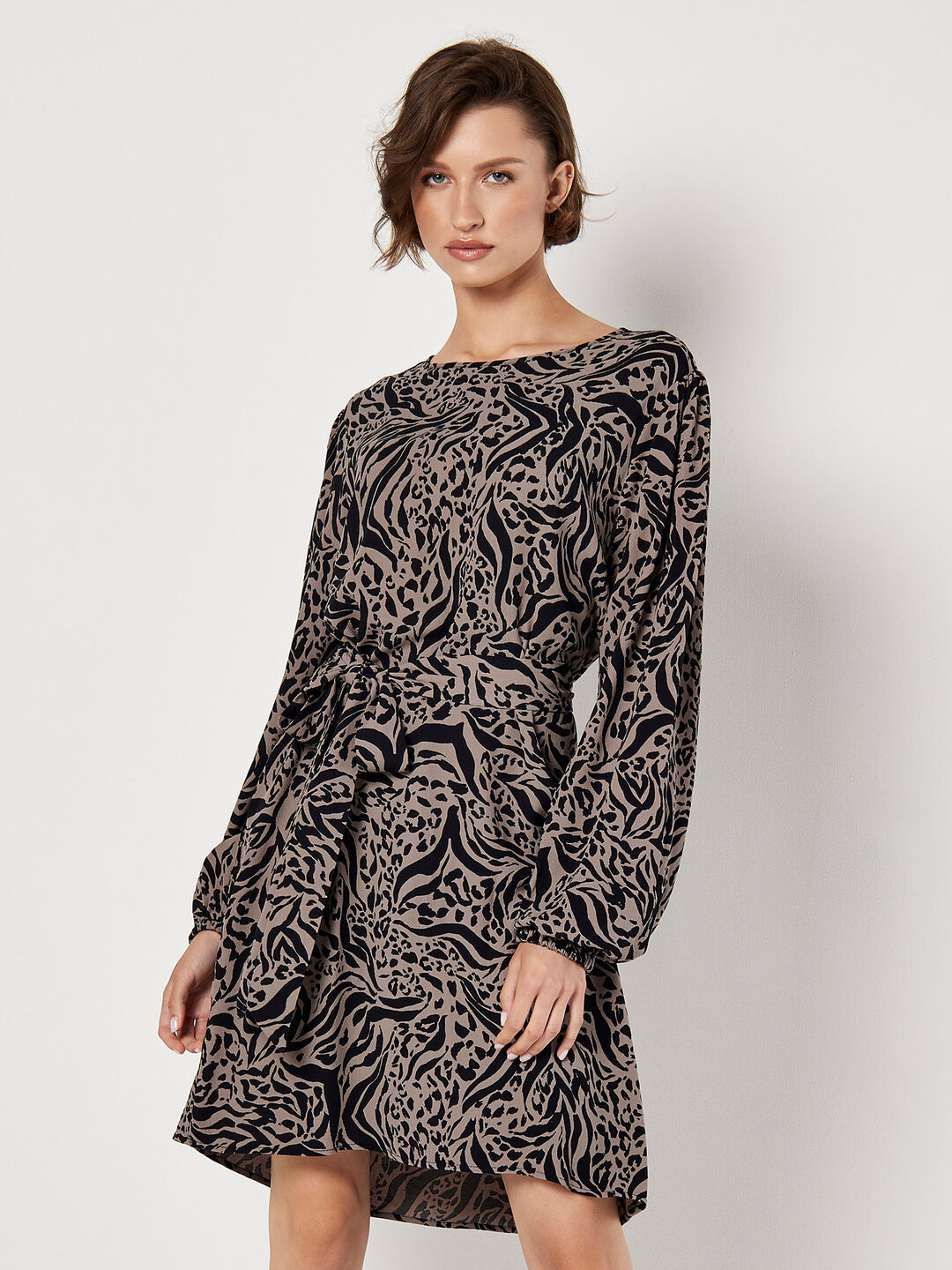 Mixed Animal Print Shift Mini Dress