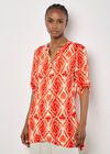 Tie Dye Swirl Tunic Top, Orange, large