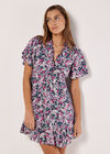 Painterly Floral Mini Dress, Navy, large