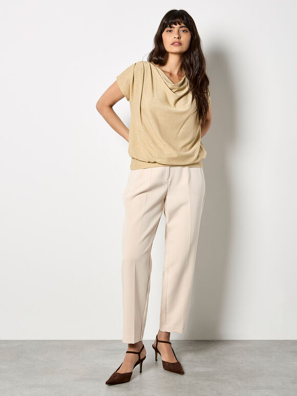 Short Sleeve Jersey Sparkle Top, Gold, large