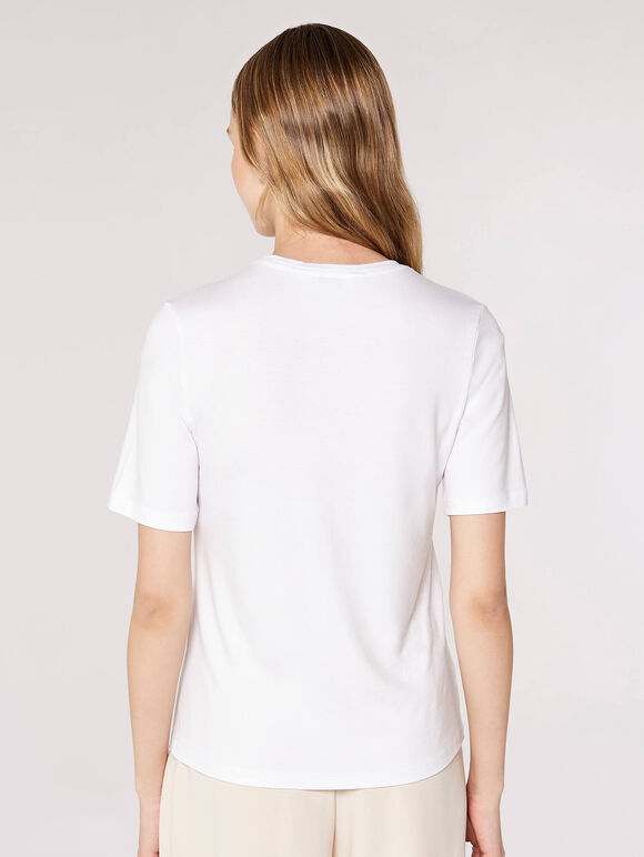 T-Shirt mit Flügelärmeln, Weiß, Größe L
