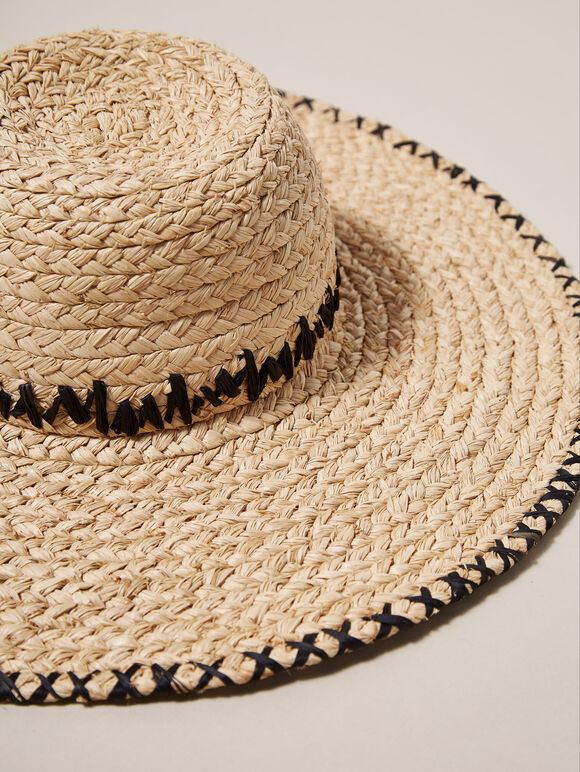 Jute Straw Hat, Stone, large