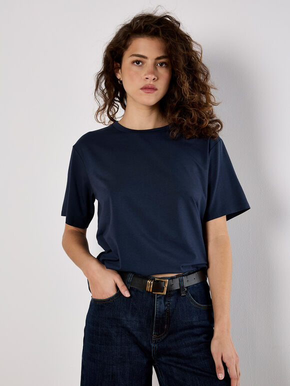 Modal Jersey Basic T-Shirt, Navy, large