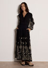 Paisley Embroidered Maxi Dress, Black, large